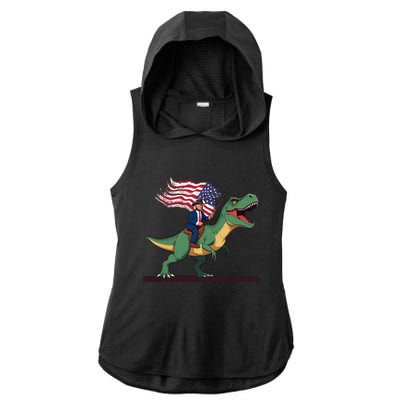 Trump Riding Trex July 4th Gift Ladies PosiCharge Tri-Blend Wicking Draft Hoodie Tank