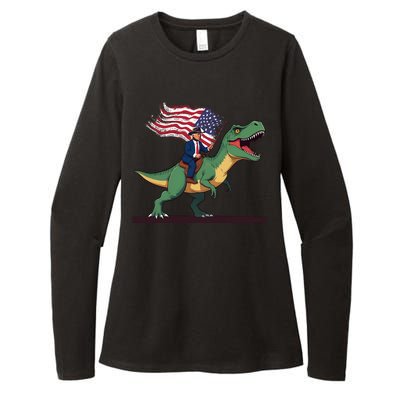 Trump Riding Trex July 4th Gift Womens CVC Long Sleeve Shirt