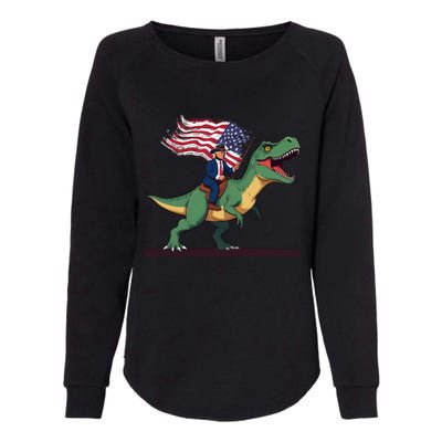 Trump Riding Trex July 4th Gift Womens California Wash Sweatshirt