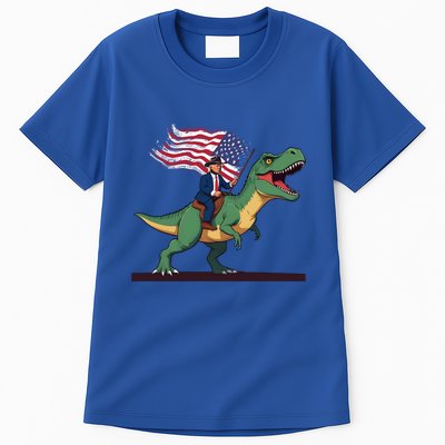 Trump Riding Trex July 4th Gift Tall T-Shirt