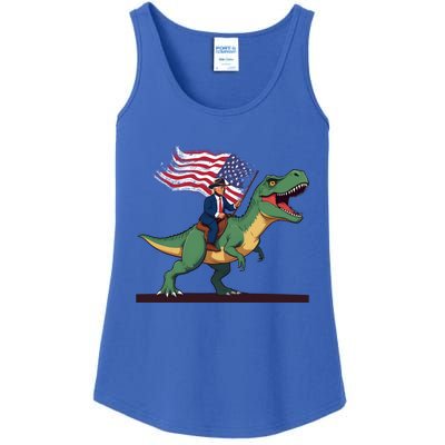 Trump Riding Trex July 4th Gift Ladies Essential Tank