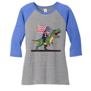 Trump Riding Trex July 4th Gift Women's Tri-Blend 3/4-Sleeve Raglan Shirt