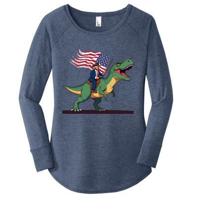 Trump Riding Trex July 4th Gift Women's Perfect Tri Tunic Long Sleeve Shirt