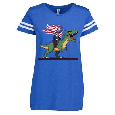 Trump Riding Trex July 4th Gift Enza Ladies Jersey Football T-Shirt