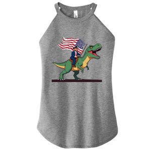 Trump Riding Trex July 4th Gift Women’s Perfect Tri Rocker Tank