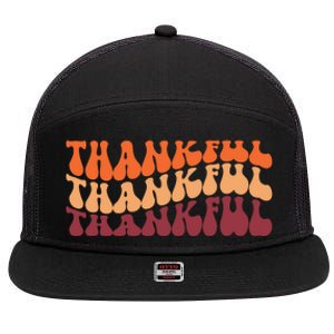 Thankful Retro Thanksgiving 7 Panel Mesh Trucker Snapback Hat