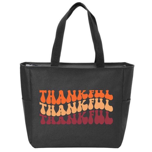 Thankful Retro Thanksgiving Zip Tote Bag