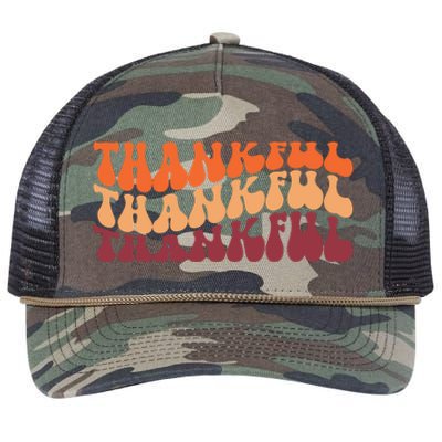 Thankful Retro Thanksgiving Retro Rope Trucker Hat Cap