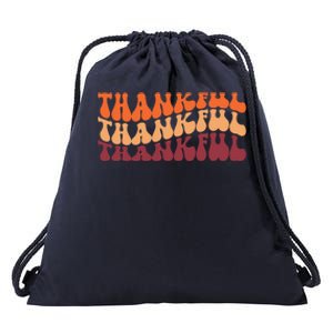 Thankful Retro Thanksgiving Drawstring Bag