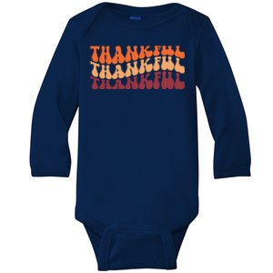 Thankful Retro Thanksgiving Baby Long Sleeve Bodysuit