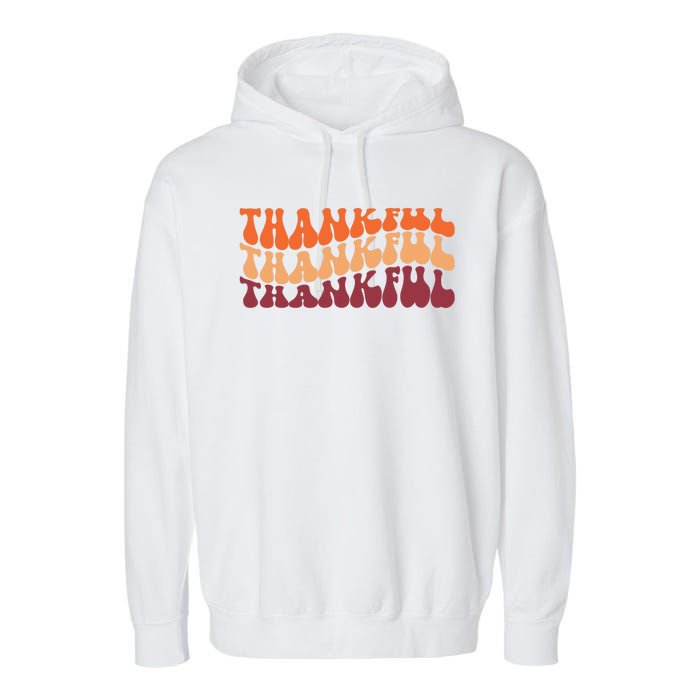 Thankful Retro Thanksgiving Garment-Dyed Fleece Hoodie