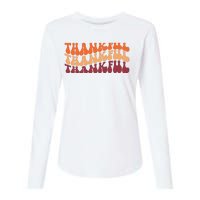 Thankful Retro Thanksgiving Womens Cotton Relaxed Long Sleeve T-Shirt