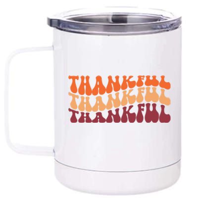 Thankful Retro Thanksgiving 12 oz Stainless Steel Tumbler Cup