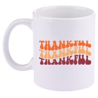 Thankful Retro Thanksgiving 11oz C Handle Ceramic Mug