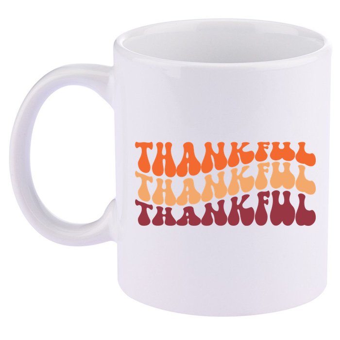 Thankful Retro Thanksgiving 11oz C Handle Ceramic Mug