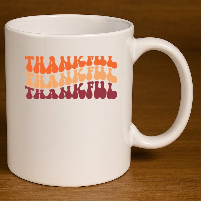 Thankful Retro Thanksgiving 11oz C Handle Ceramic Mug