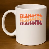 Thankful Retro Thanksgiving 11oz C Handle Ceramic Mug