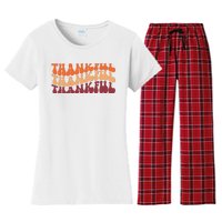 Thankful Retro Thanksgiving Women's Flannel Pajama Set