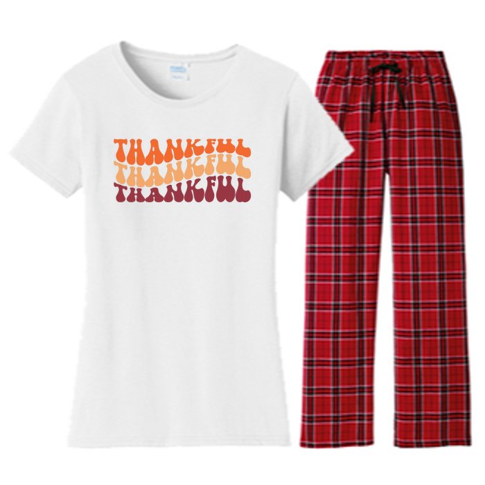 Thankful Retro Thanksgiving Women's Flannel Pajama Set