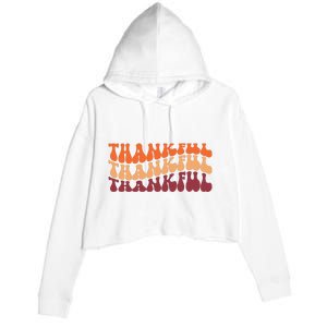 Thankful Retro Thanksgiving Crop Fleece Hoodie