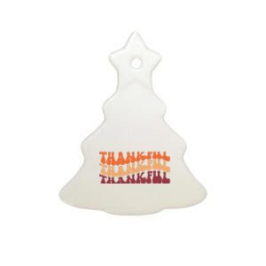 Thankful Retro Thanksgiving Ceramic Tree Ornament