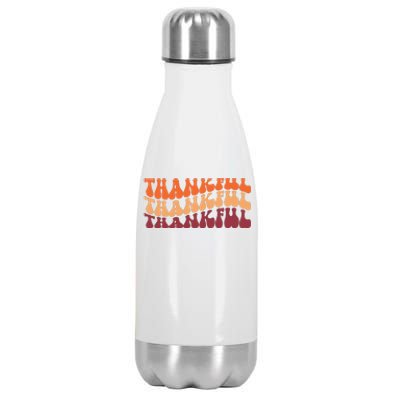 Thankful Retro Thanksgiving Stainless Steel Insulated Water Bottle