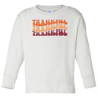 Thankful Retro Thanksgiving Toddler Long Sleeve Shirt