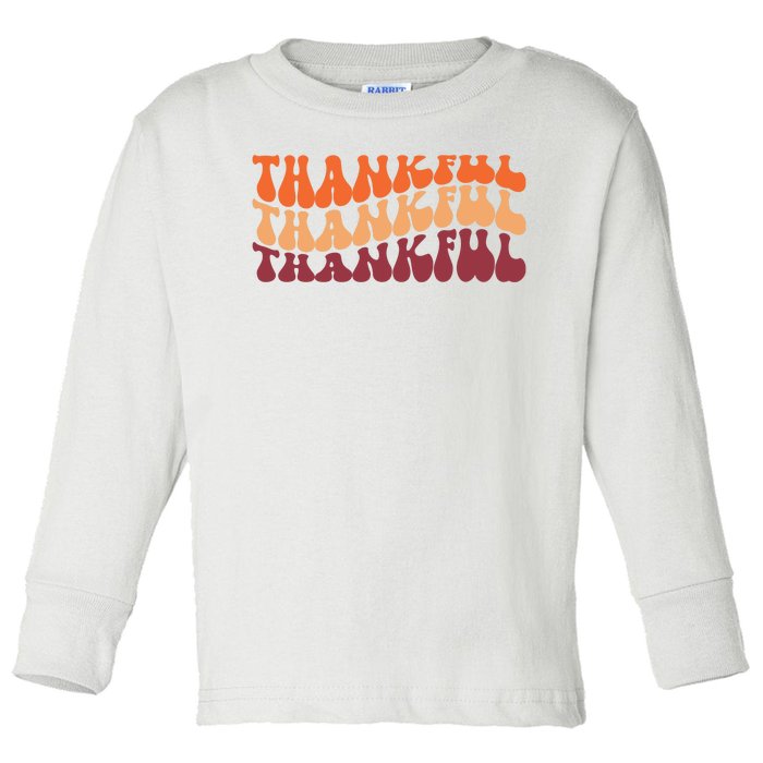 Thankful Retro Thanksgiving Toddler Long Sleeve Shirt