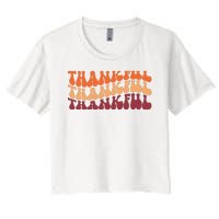 Thankful Retro Thanksgiving Women's Crop Top Tee