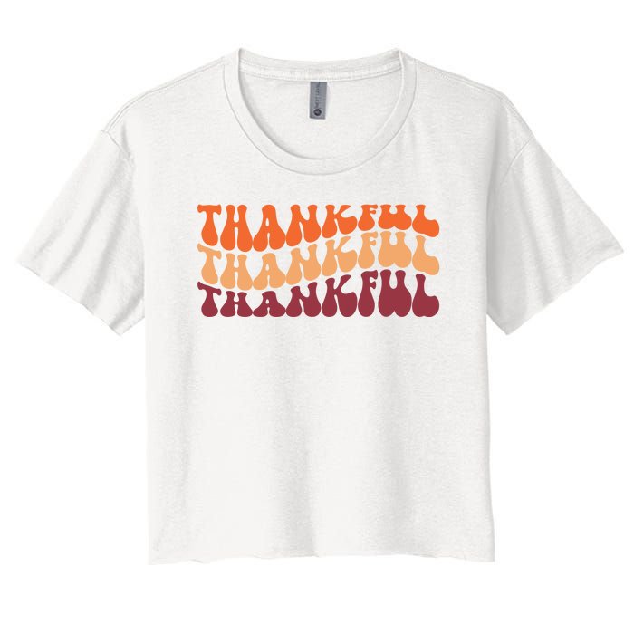 Thankful Retro Thanksgiving Women's Crop Top Tee