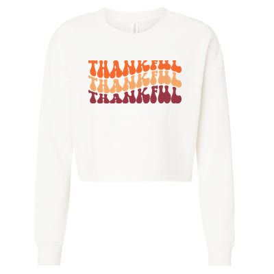Thankful Retro Thanksgiving Cropped Pullover Crew