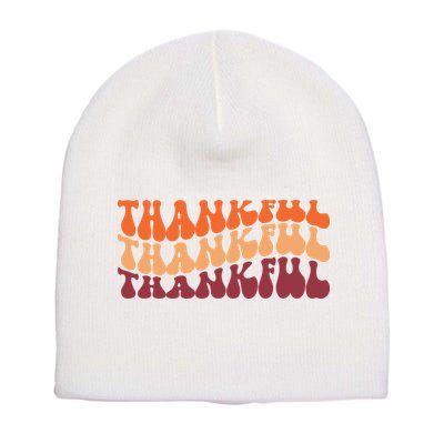 Thankful Retro Thanksgiving Short Acrylic Beanie