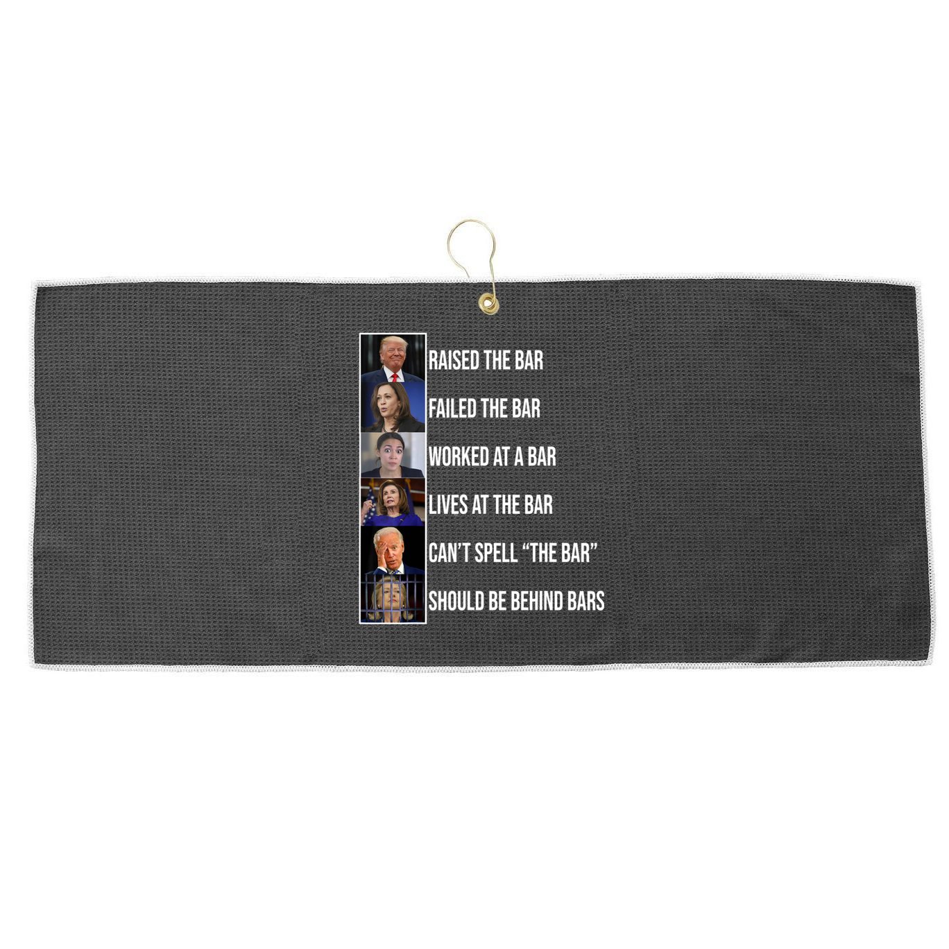 Trump Raised The Bar Biden Cant Spell The Bar Funny Republican Large Microfiber Waffle Golf Towel