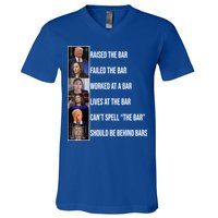 Trump Raised The Bar Biden Cant Spell The Bar Funny Republican V-Neck T-Shirt