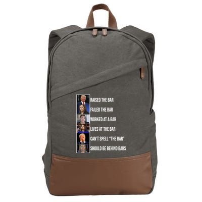 Trump Raised The Bar Biden Cant Spell The Bar Funny Republican Cotton Canvas Backpack