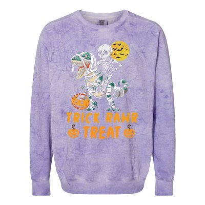 Trick Rawr Treat Dinosaur Trex Halloween Cool Gift Colorblast Crewneck Sweatshirt