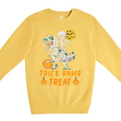 Trick Rawr Treat Dinosaur Trex Halloween Cool Gift Premium Crewneck Sweatshirt