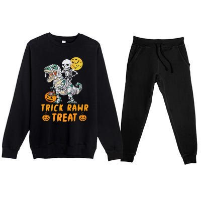 Trick Rawr Treat Dinosaur Trex Halloween Cool Gift Premium Crewneck Sweatsuit Set