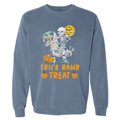 Trick Rawr Treat Dinosaur Trex Halloween Cool Gift Garment-Dyed Sweatshirt