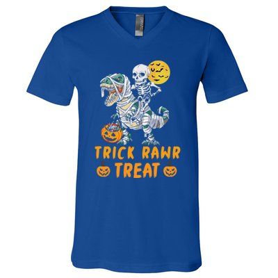 Trick Rawr Treat Dinosaur Trex Halloween Cool Gift V-Neck T-Shirt