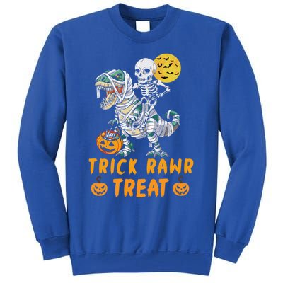 Trick Rawr Treat Dinosaur Trex Halloween Cool Gift Tall Sweatshirt