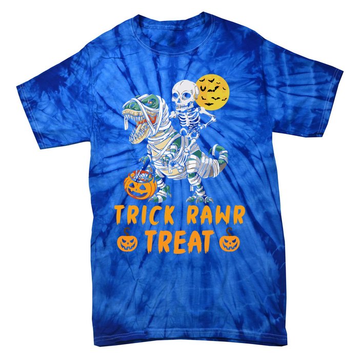 Trick Rawr Treat Dinosaur Trex Halloween Cool Gift Tie-Dye T-Shirt