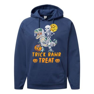 Trick Rawr Treat Dinosaur Trex Halloween Cool Gift Performance Fleece Hoodie