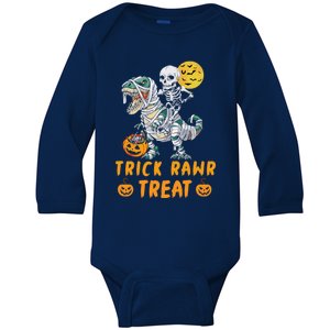 Trick Rawr Treat Dinosaur Trex Halloween Cool Gift Baby Long Sleeve Bodysuit