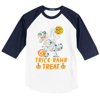 Trick Rawr Treat Dinosaur Trex Halloween Cool Gift Baseball Sleeve Shirt