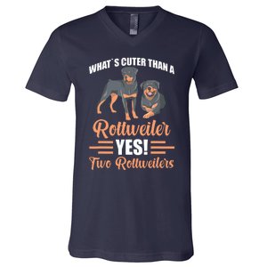 Two Rottweilers V-Neck T-Shirt