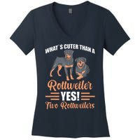 Two Rottweilers Women's V-Neck T-Shirt