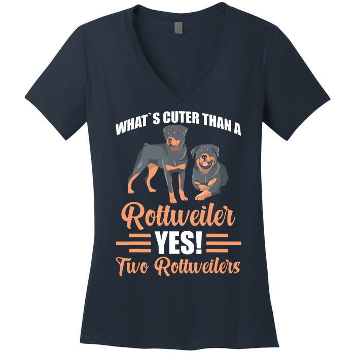 Two Rottweilers Women's V-Neck T-Shirt