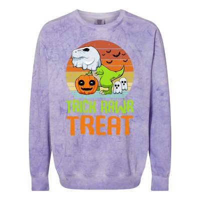 Trick Rawr Treat Funny Dinosaur TRex Halloween Costume Gift Colorblast Crewneck Sweatshirt