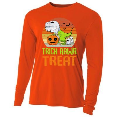 Trick Rawr Treat Funny Dinosaur TRex Halloween Costume Gift Cooling Performance Long Sleeve Crew